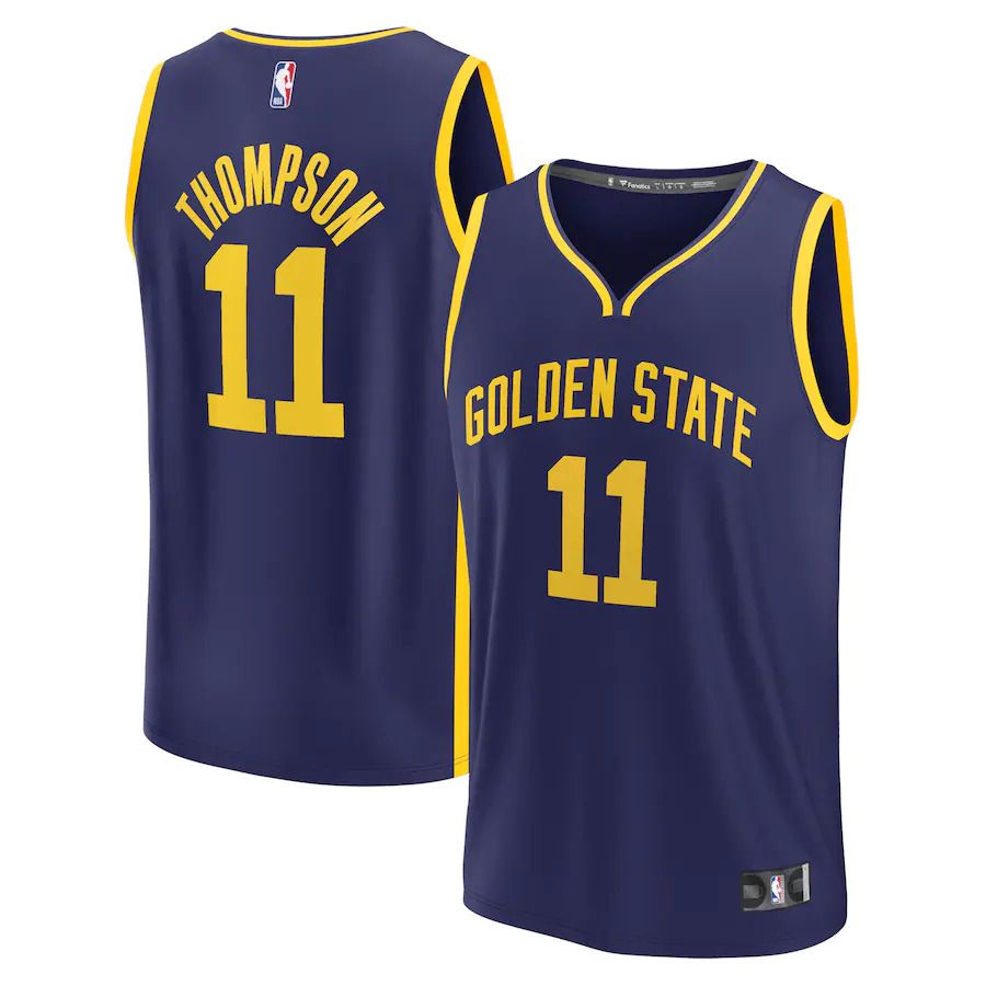 Men Golden State Warriors 11 Klay Thompson Fanatics Branded Navy Statement Edition 2022-23 Fast Break Replica Player NBA Jersey